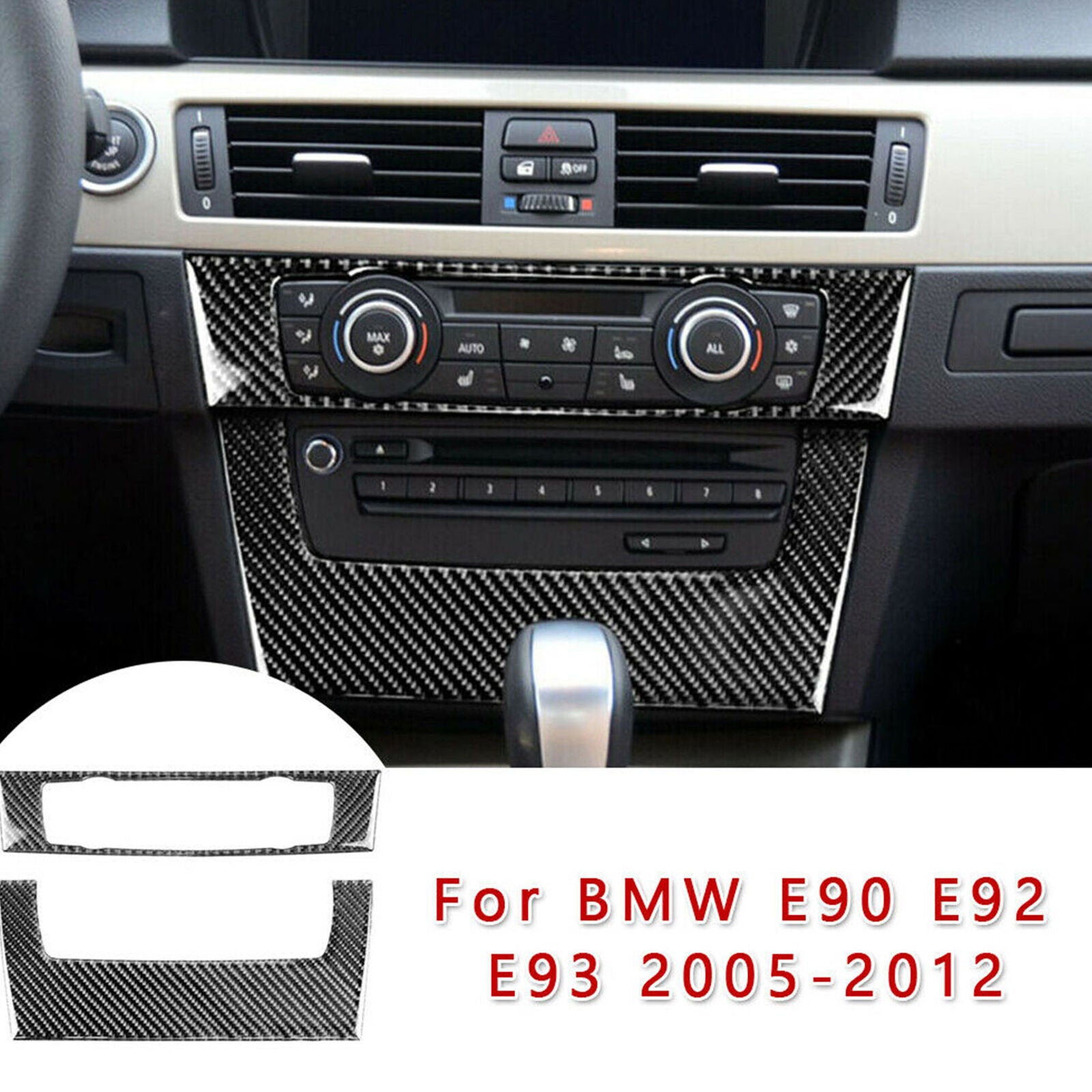 Carbon Fiber Interior CD Control Panel Cover Trim For BMW E90 E92 E93 2005-12
