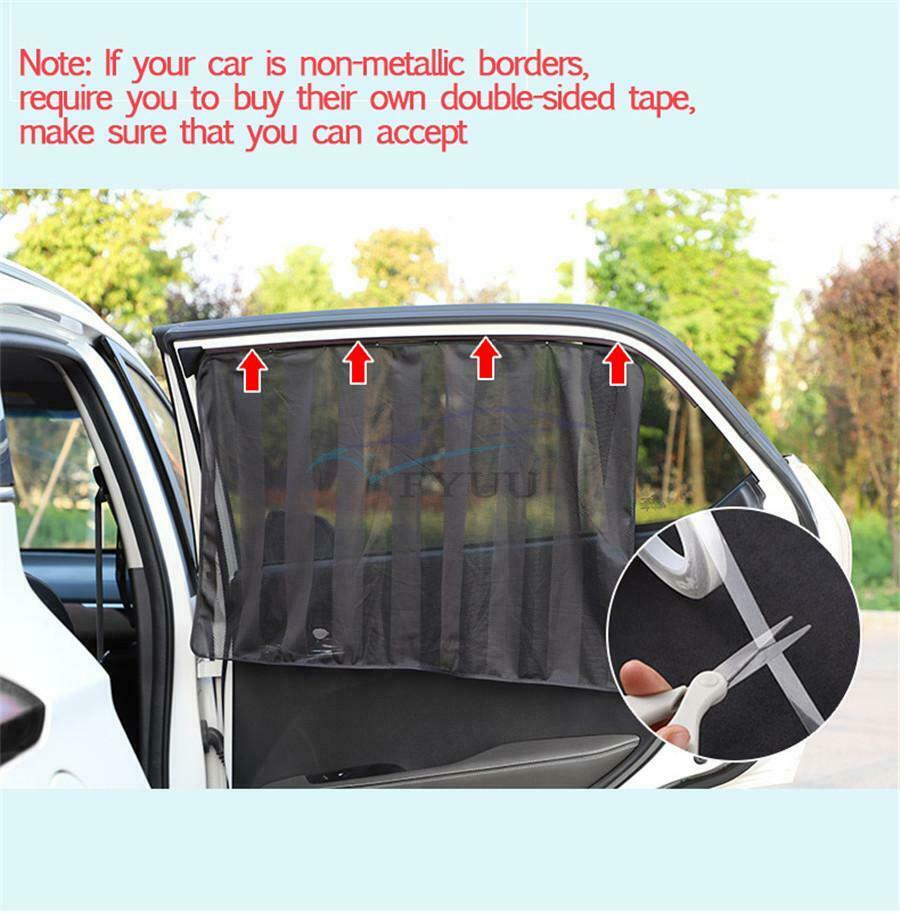 4Pieces 80×50×20cm/78×50cm Polyester Anti-UV Car Front&Back Row Sunshade Curtain