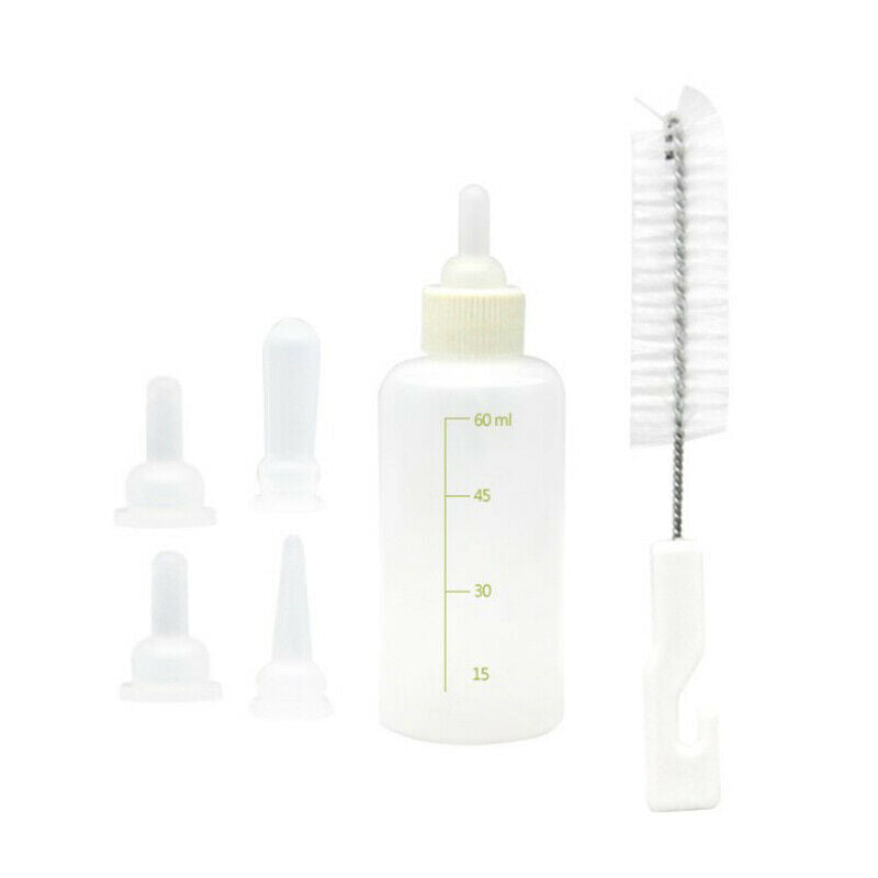 60ML Pet Dog Cat Milk Feeder with Cleaning Brush Newborn Cat Milk Feed.l8