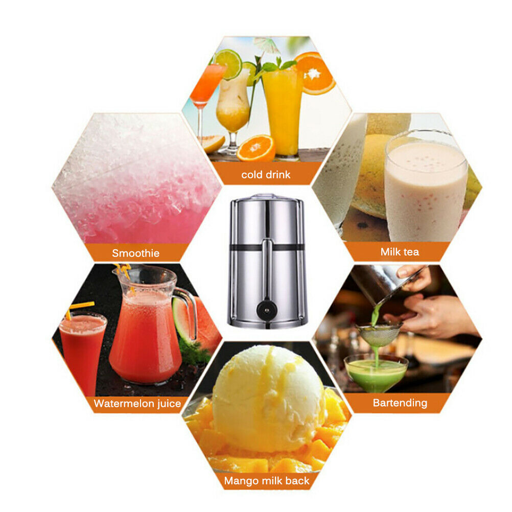 Portable Hand Crank Manual Ice Crusher Round Household Shaver Snow Cone Maker