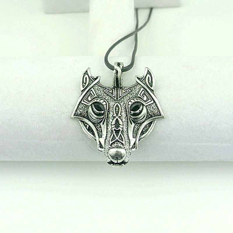 Fashion Mens Retro Stainless Steel Wolf Animal Head Pendant Necklace Chain HS