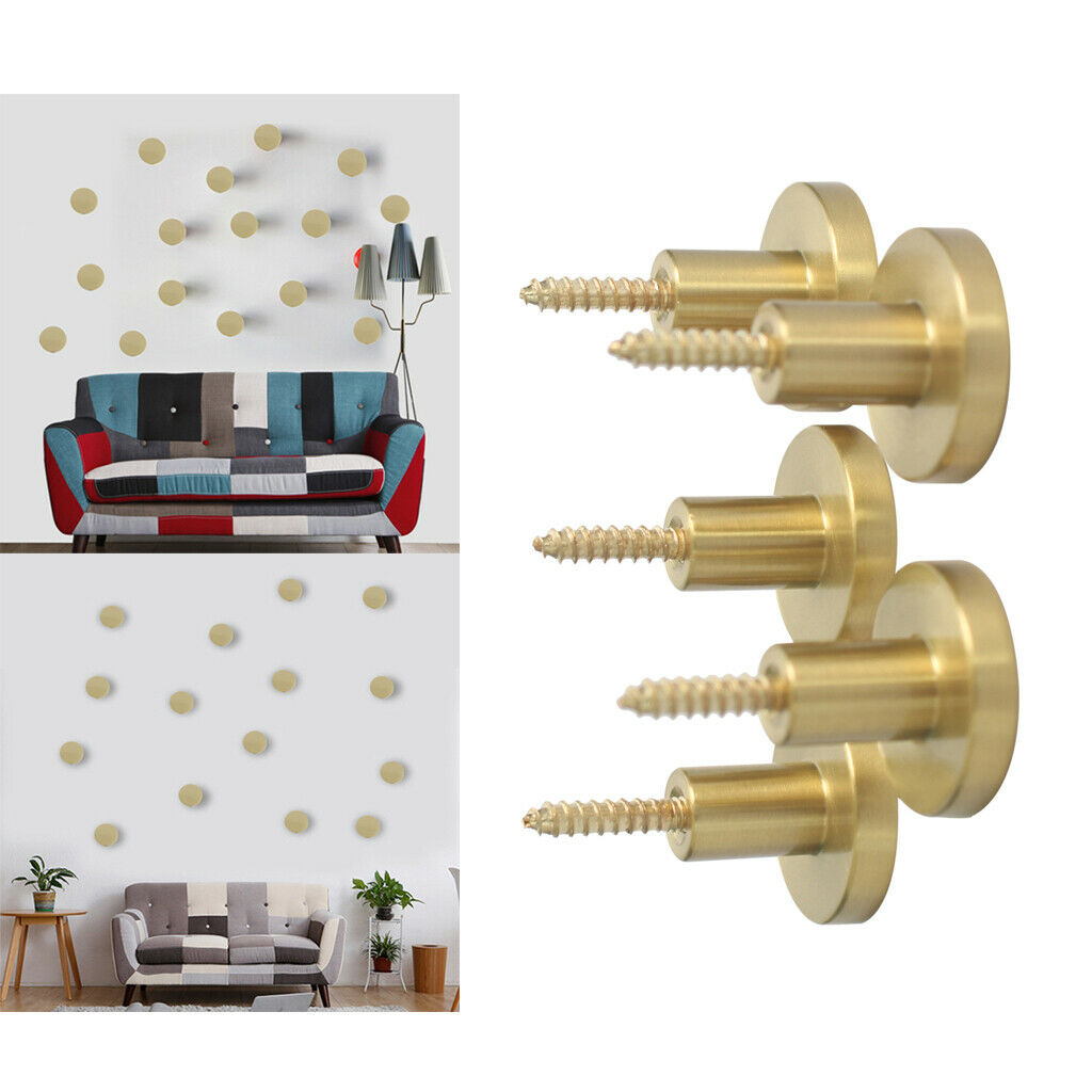 Set of 5 Brass Wall Mounted Porch Hooks Wardrobe Kitchen Coat