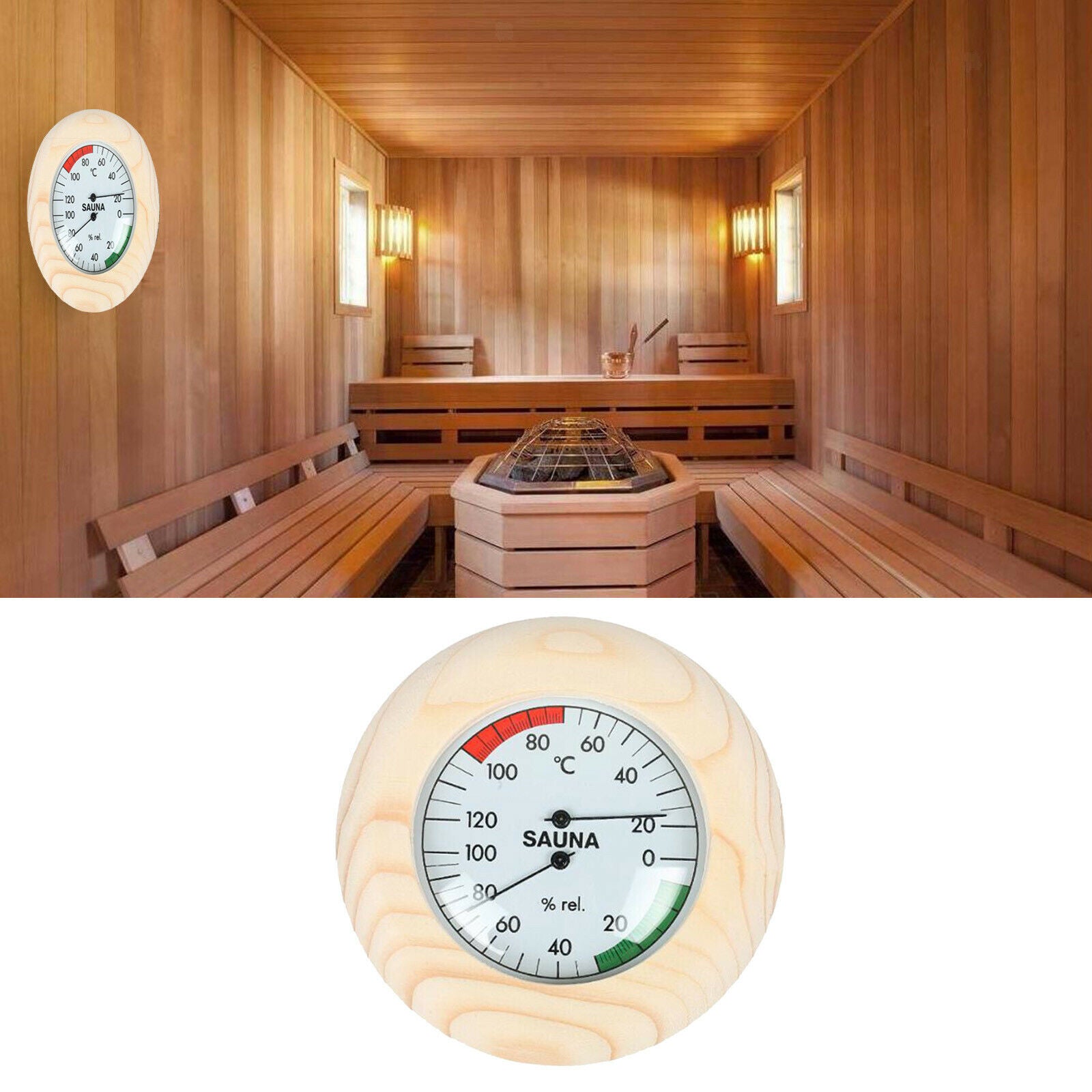 14.5x3cm Digital Sauna Wooden Thermometer Hygrometer for Sauna Room Hotel