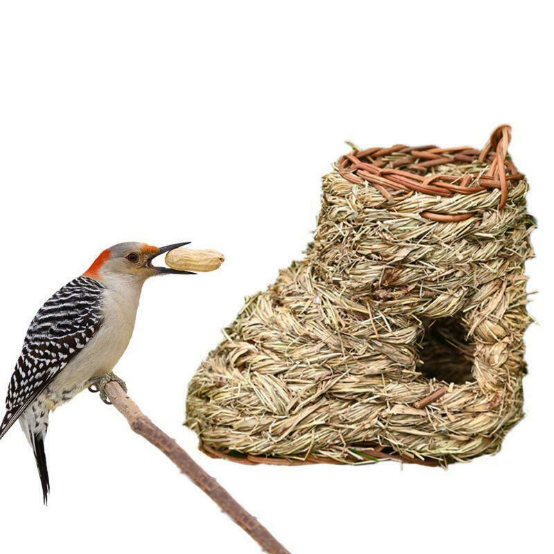 Bird Nest Grass Bird Hut Cage Outdoor Hanging Canaries Nest Hideaway for Finch