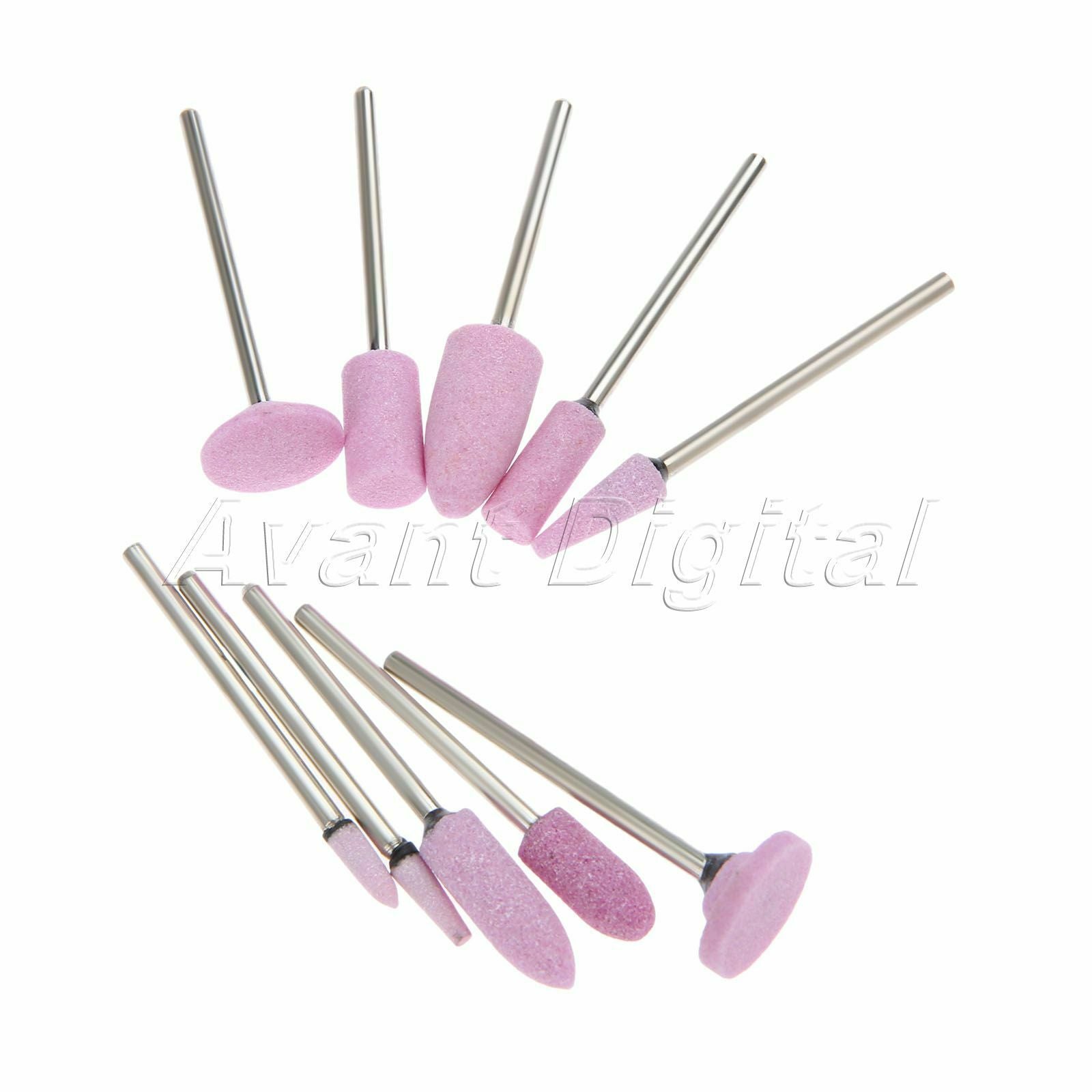 10x Red Corundum Abrasive Grinding Polishing Stone Rotary Tool Kit 2.35mm Shank
