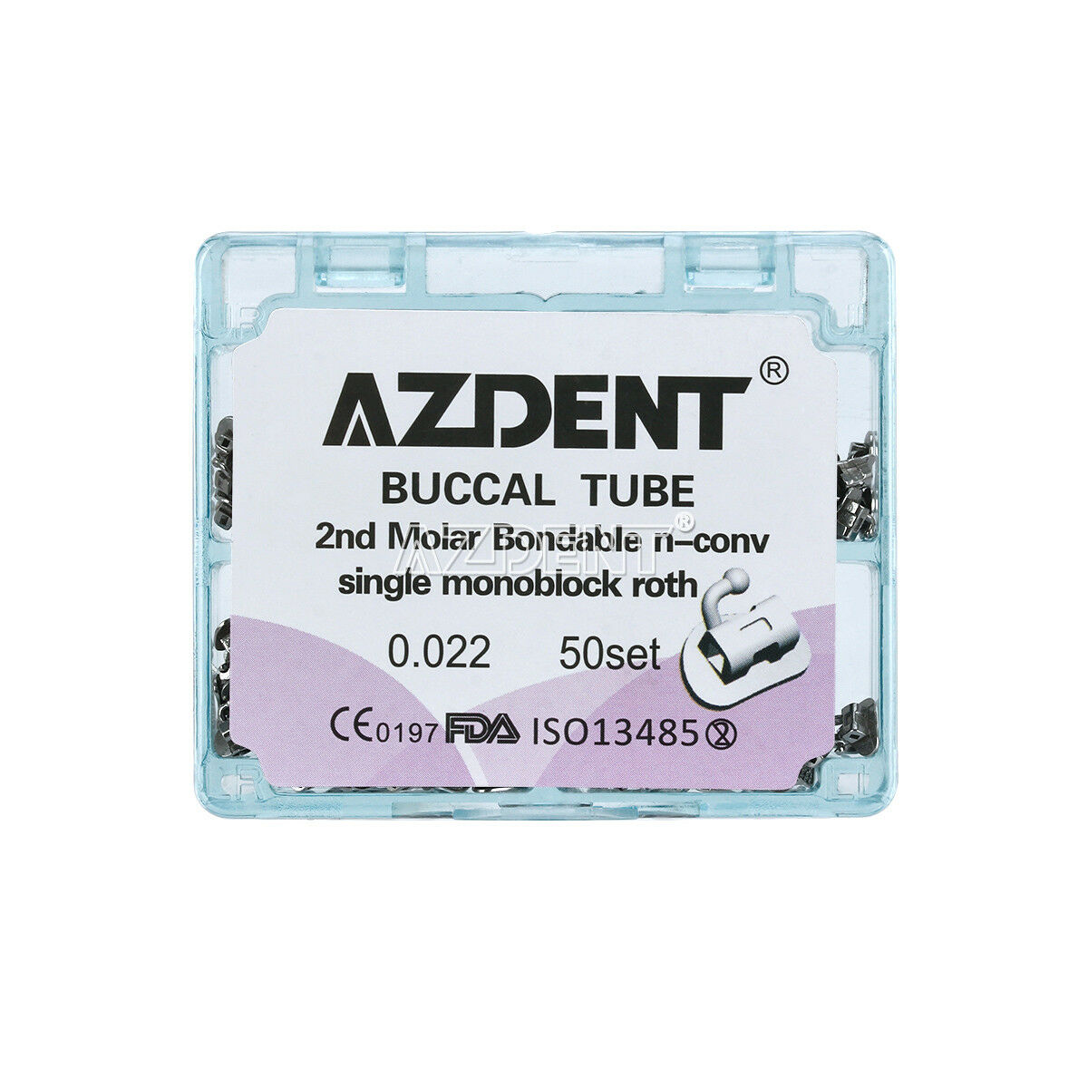 200 PCs Denta Ortho Buccal Tube Roth 0.022 Inblock 2nd Molar MIM Non-Convertible