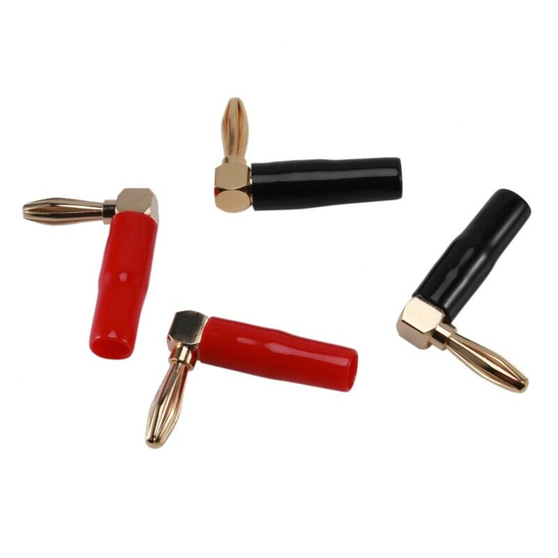 [4 Pack] Hi-end Copper Right Angle/90 Degree Screw Type Banana Plug / Speaker N7