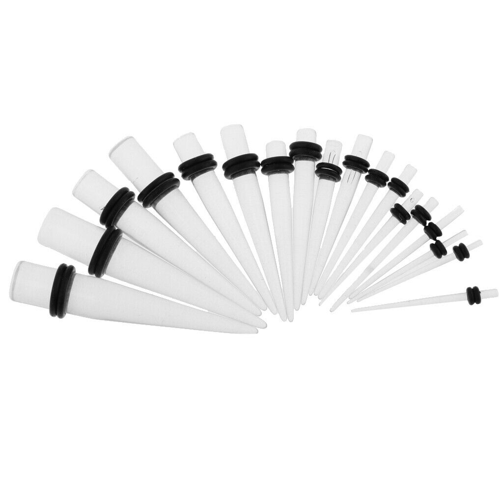 36pcs Ear Gauges Stretching Kit Acrylic Plug 14G-00G Expander Transparent