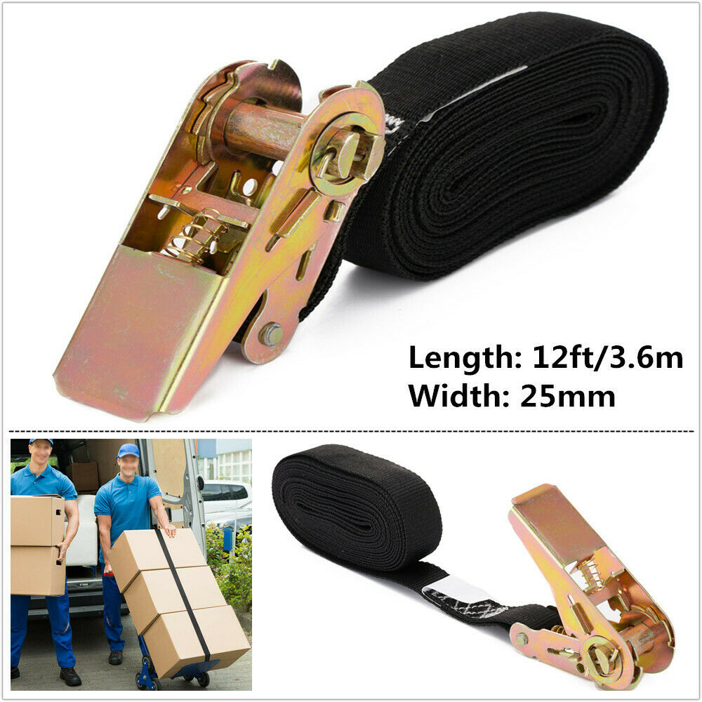 1" x 12ft Heavy Duty Tie Down Cargo Ratchet Strap Belt With Buckle Fasteners
