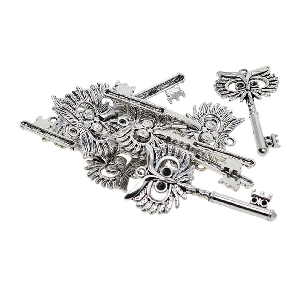 10pcs Owl Key Shape Charms Pendants Findings for DIY Necklace Jewelry Making