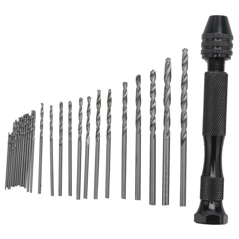 Hand Drill Bits Set 31Pcs Hand Drill Set Precision Pin Vise Micro-Mini Twist DC9