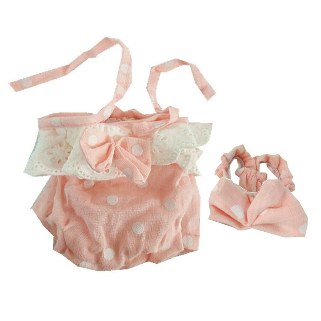 Handmade Lovely Polk Dot Printed Princess Newborn Headband Romper Dress