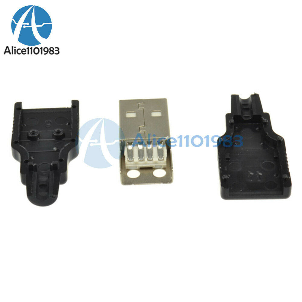 5PCS USB2.0 Type-A Plug 4-pin Male Adapter Connector jack&Black Plastic Cover