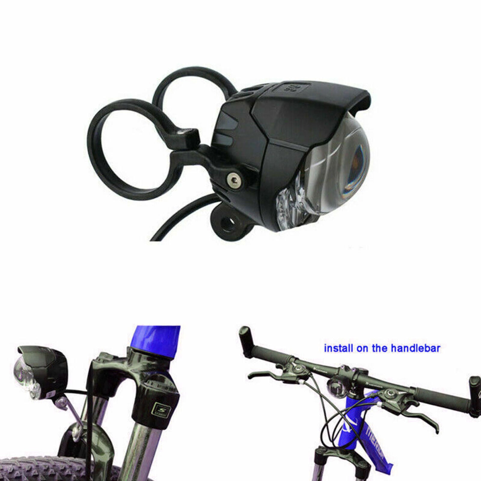 E-bike 24V 36V 48V 60V 72V LED Head Light Front Fork Handlebar Lamp Scooter