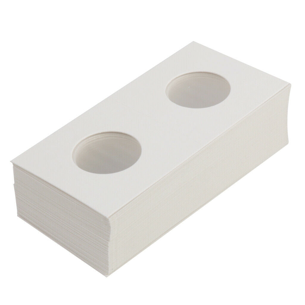 100X Cardboard Coin Holder Flip Mylar Coin Collection Case 27.5 / 35mm White