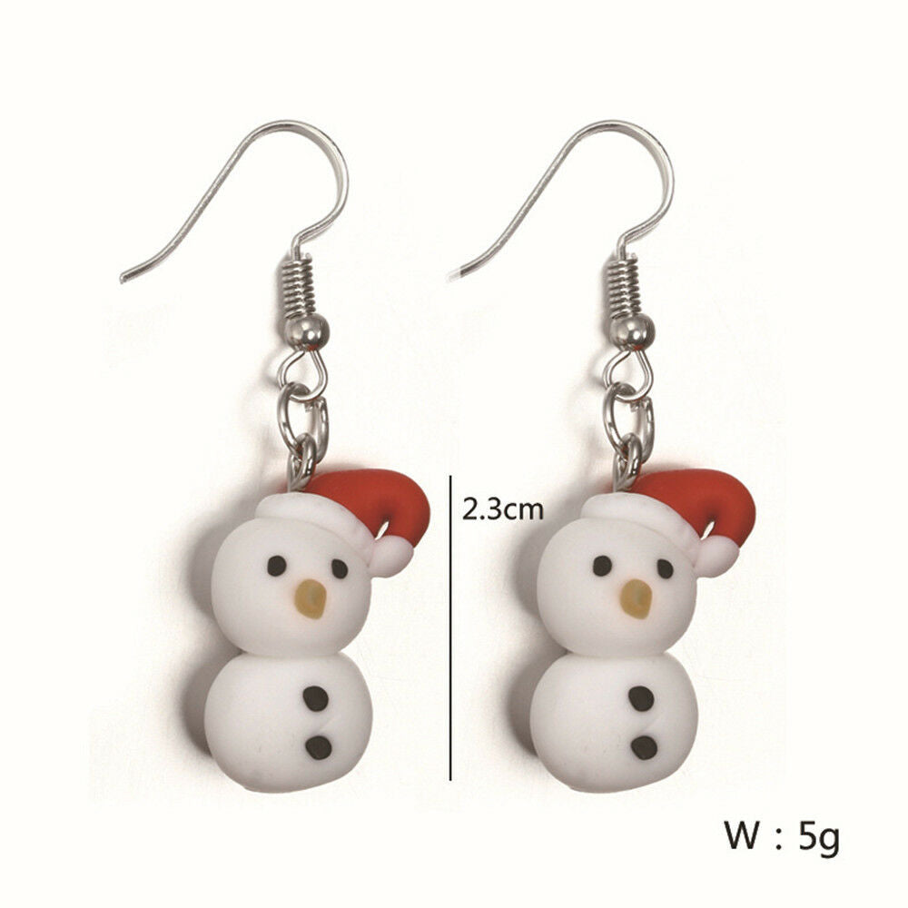 New Christmas Snowman Pendant Handmade Soft Pottery Earring Polymer Clay Jewelry