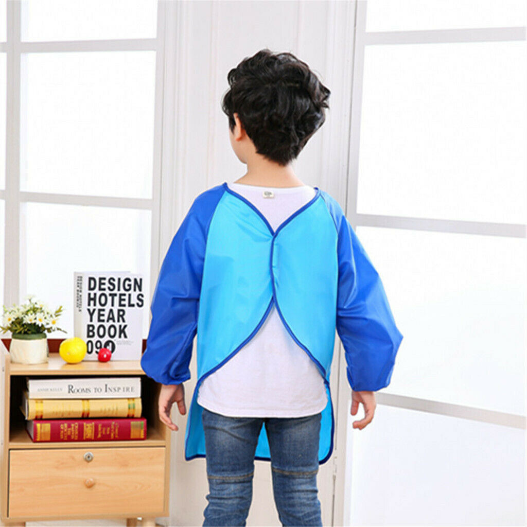 2 Pcs Kids Aprons with Pocket Long Sleeve Art Smock School Cooking Baking