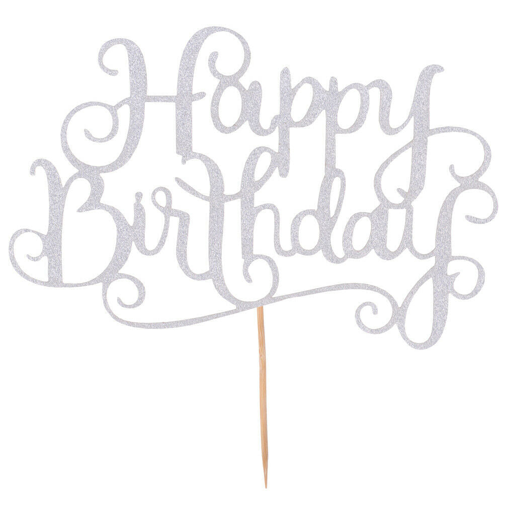40 Pcs of Glitter Happy Birthday Cake Cupcake Topper Home Party