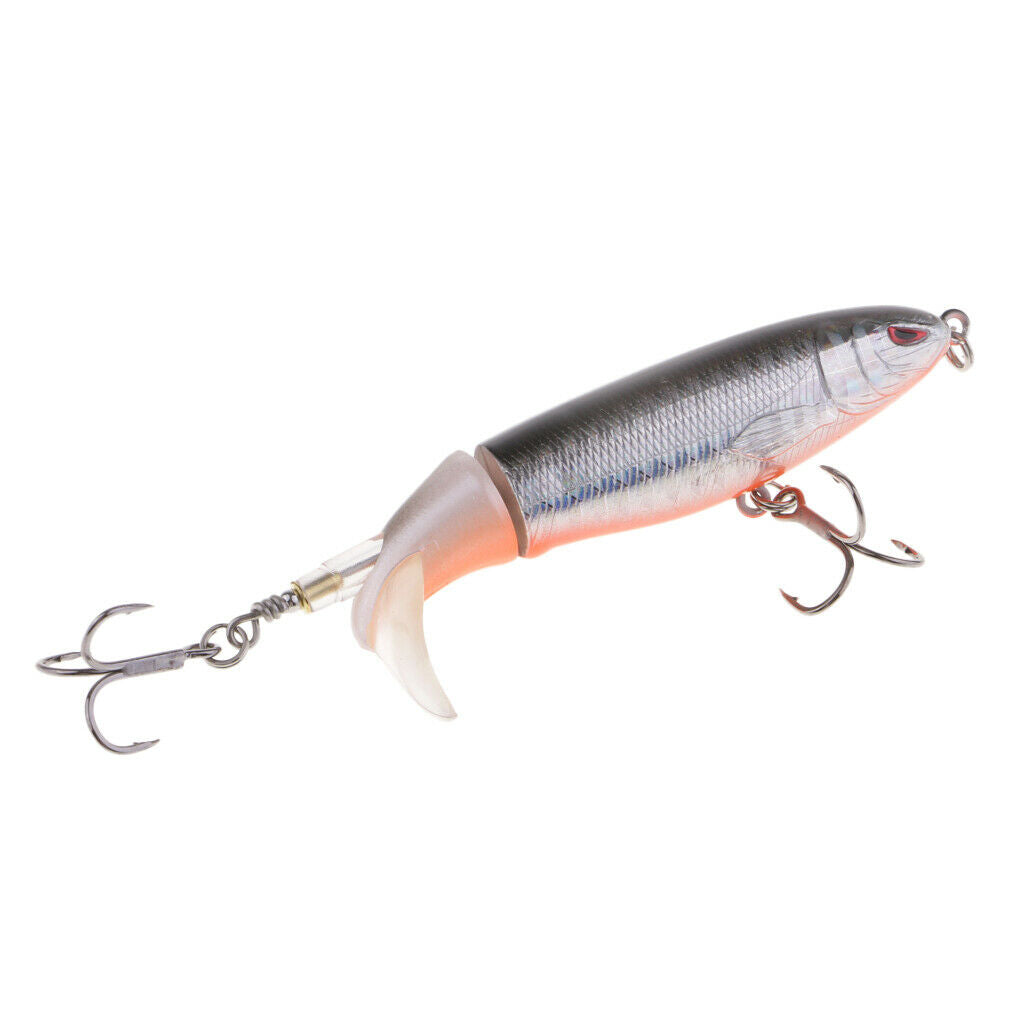Pack of 2pcs Flexible Rotate Tail Whopper Popper Fishing Lures Floating Hard
