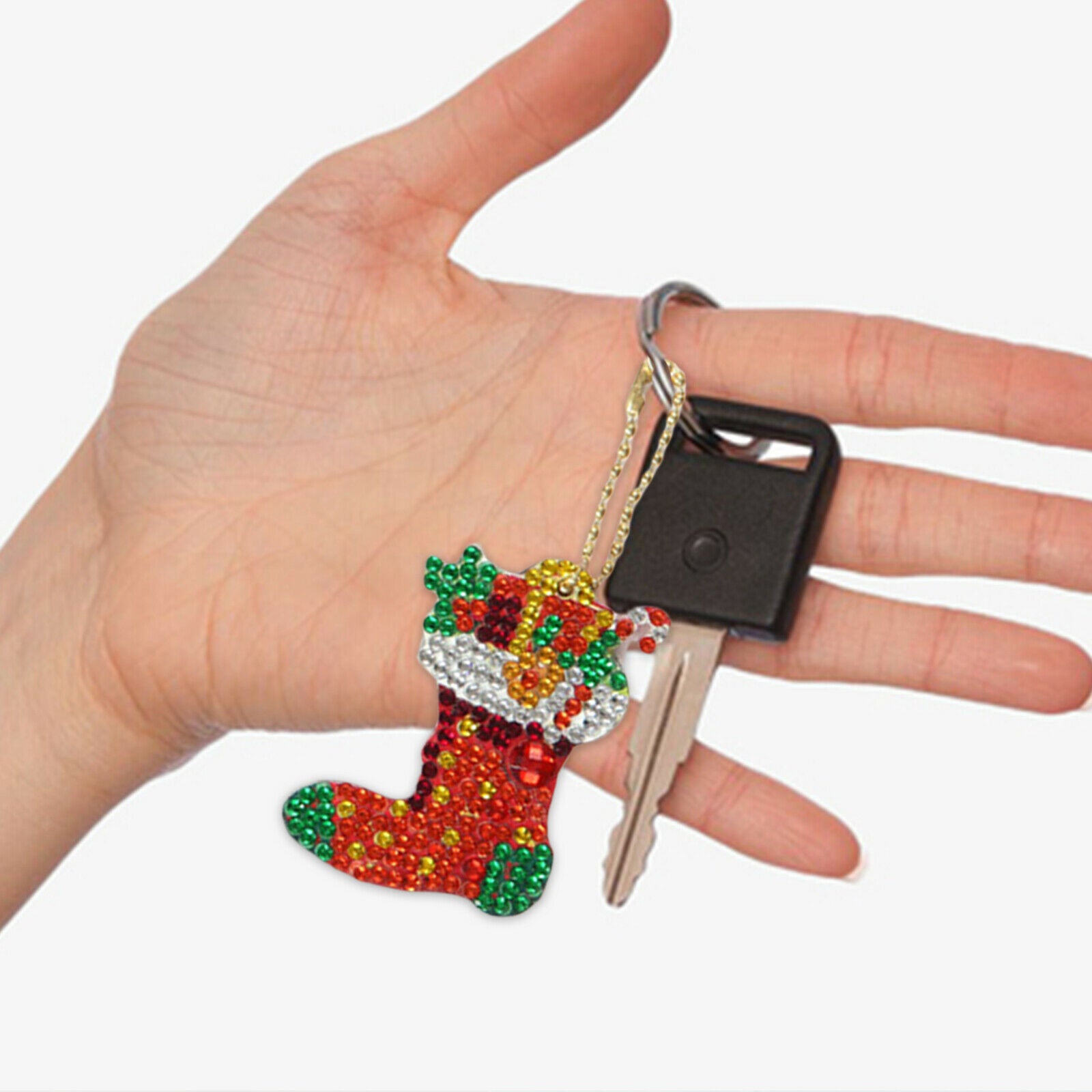 5Pcs Diamond Painting Keychain DIY Key Chain Pendant Purse Christmas Decor