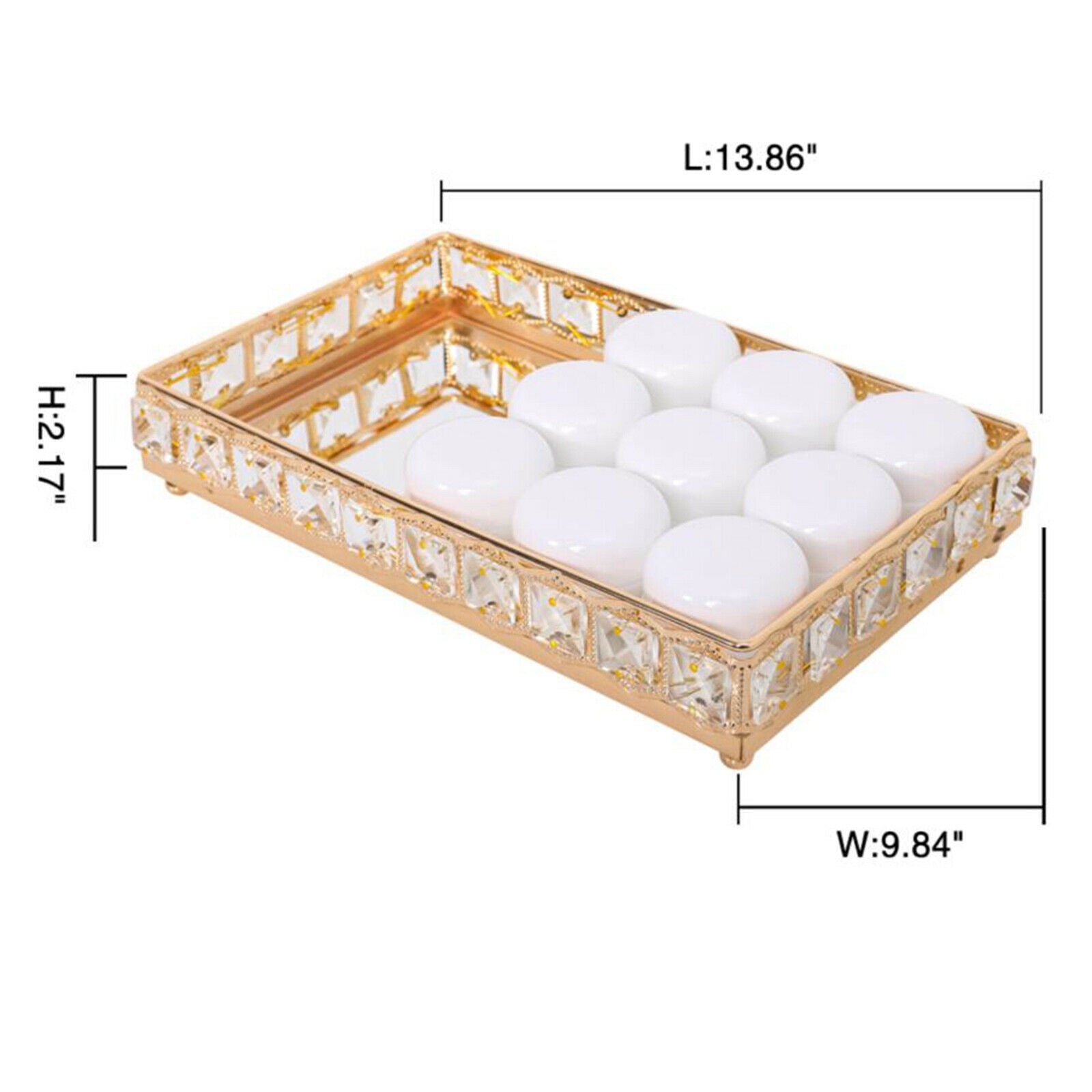 Crystal Makeup Mirror Tray Vanity Perfume Jewelry Serving Tray