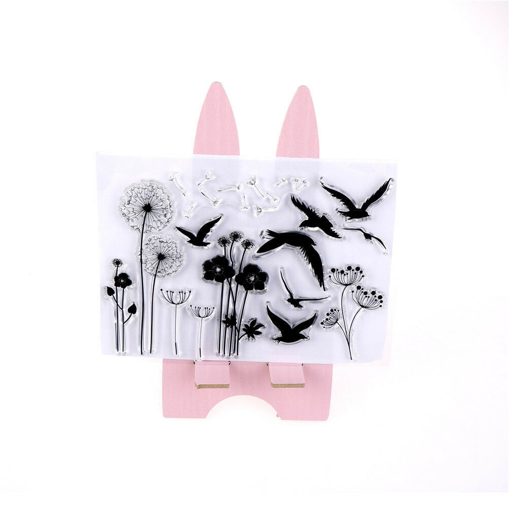 Dandelion and bird Pattern Scrapbooking Decorating Rubber Stamp Clear Stam.l8