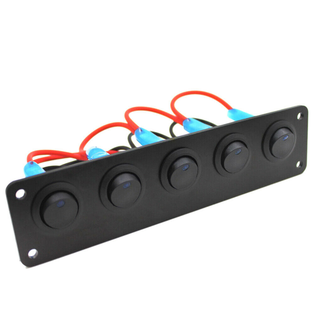 Marine Boat Rocker Switch Panel 5Gang Waterproof ON Off Toggle Switches