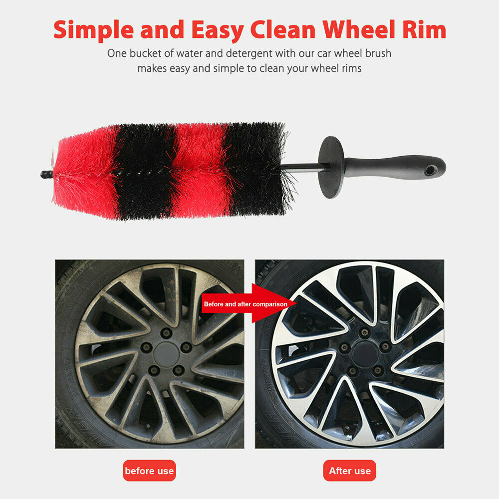 Car Wheel Brush Rims Tire Seat Engine Wash Cleaning Kit Auto Detailing Tool 17"