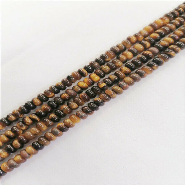 1 Strand 6x4mm Natural Tiger Eye Gem Rondelle Abacus Spacer Beads 15.5" HH9375