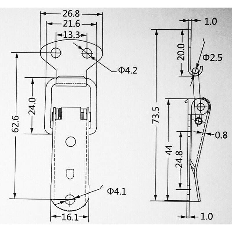 4Pcs Cabinet Box Locks Spring Latch Catch Toggle Iron Hasps For Door Wind.l8