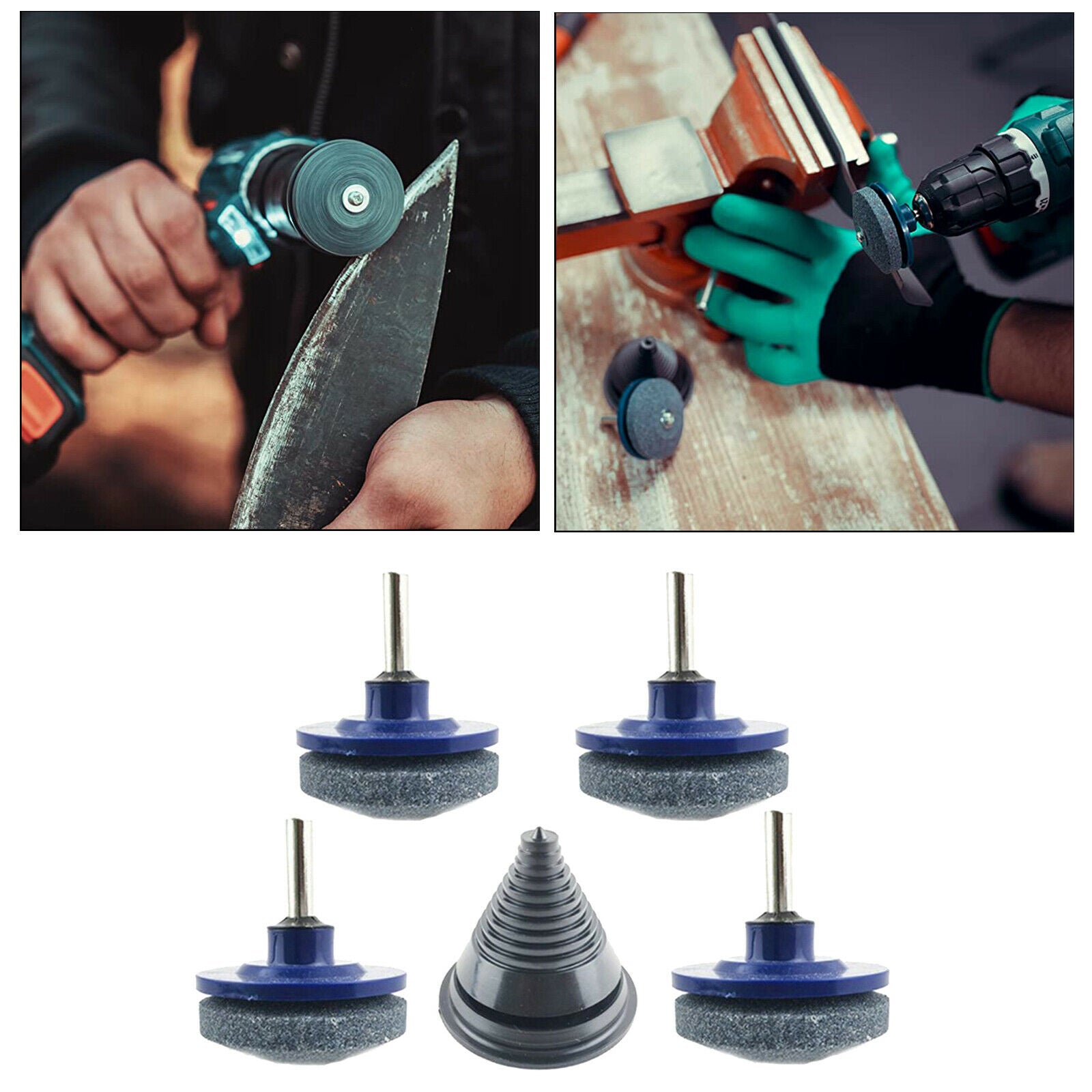 4 Pack Lawnmower Lawn Mower Blade Sharpener Balancer for Electric Drill