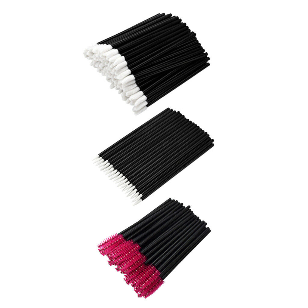 150x Lip Eyeliner Eyelash Brushes Mascara Makeup Wands Disposable Applicator Red