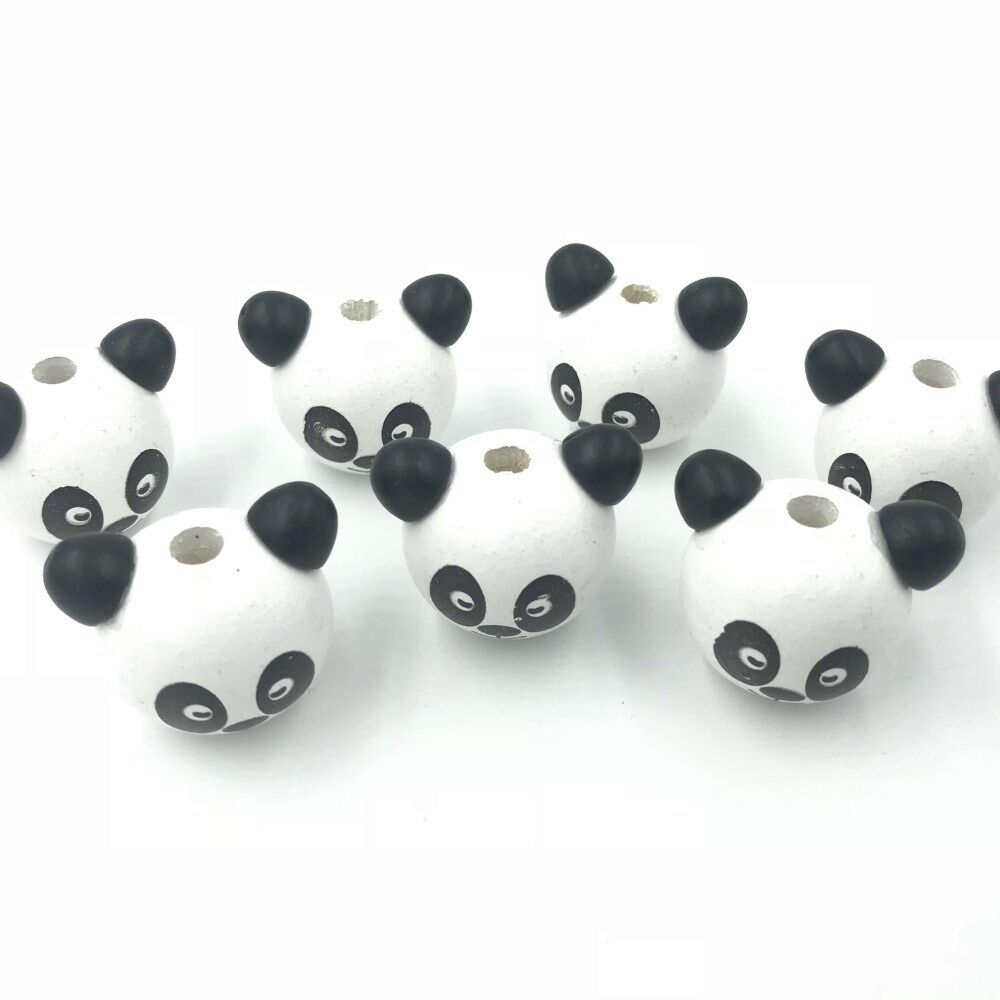 10pcs Wooden Round panda Loose Beads Beaded Baby Pacifier Clip making