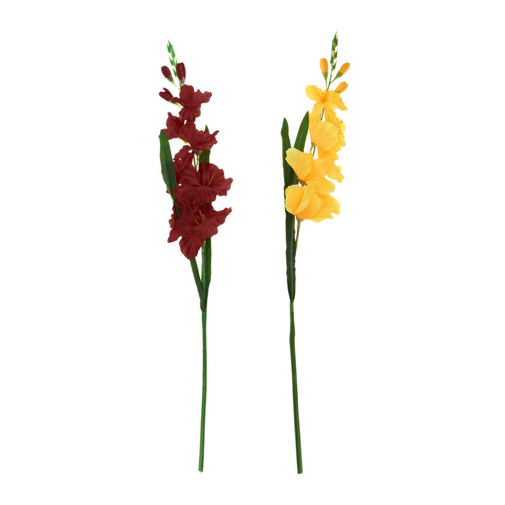 2pcs Artificial Simulation Gladiolus Flower Stem Wedding Home Decor  D