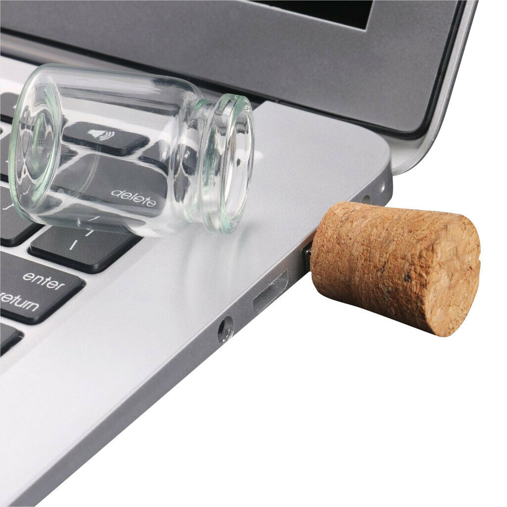 Wooden Cork Glass Bottle U-Disk3.0 32GB Flash Drive Memory Stick Lovely Gift