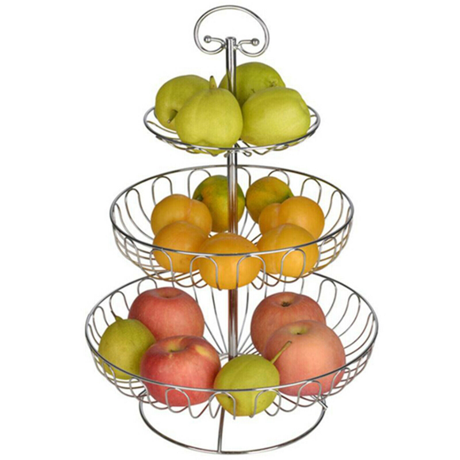 Metal Wire Countertop Basket Rack Stand for Fruit, Vegetables, Snacks White