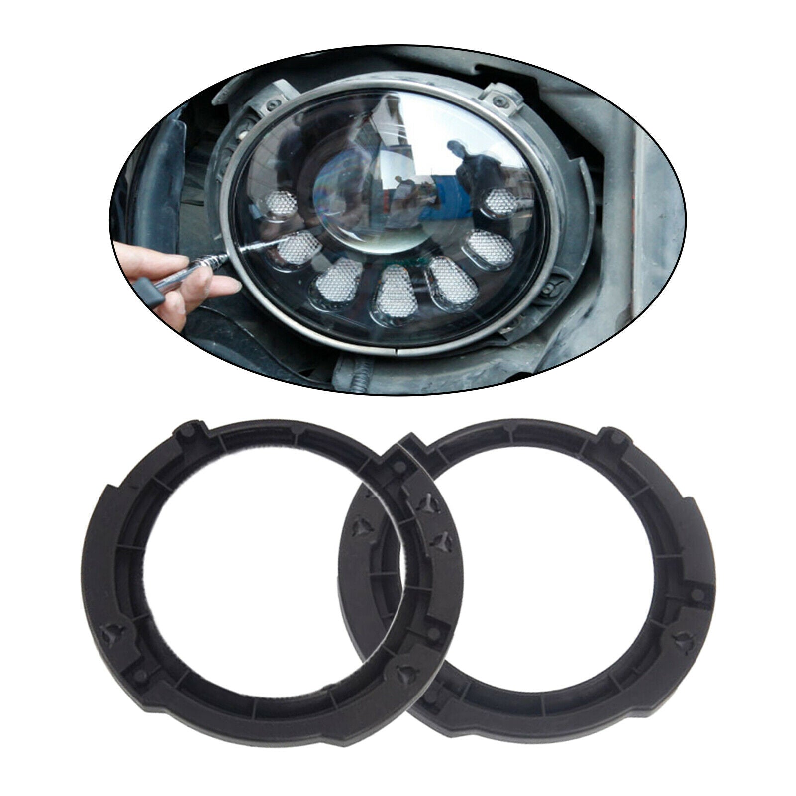 2x 7 Inch Headlight Mounting Bracket Ring Buckets for Wrangler JK 07-17