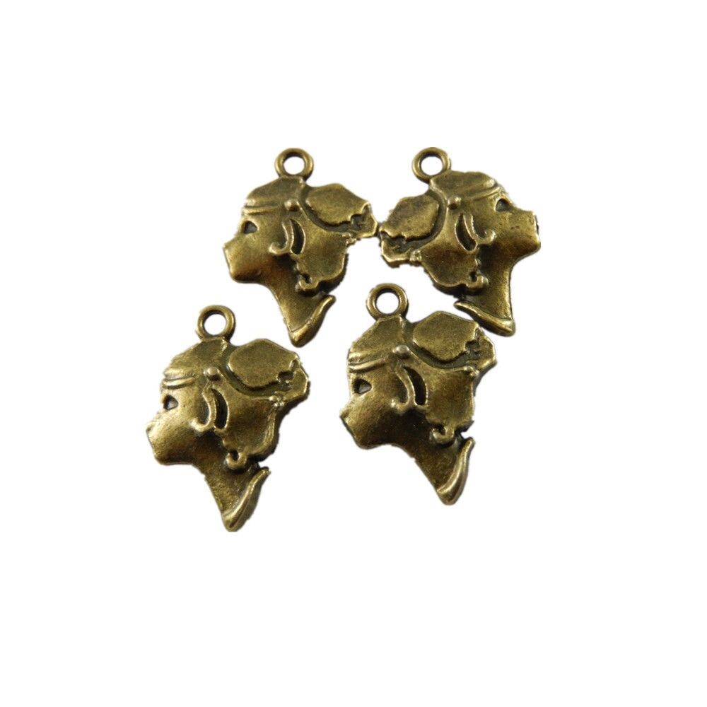 20 pcs Antiqued Bronze Zinc Alloy Girl Head Charms Necklace Pendant Crafts DIY