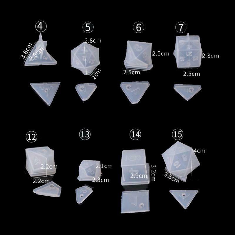 DIY Crystal Epoxy Mold Dice Fillet Shape Multi-spec Digital Game Silicone Moulds