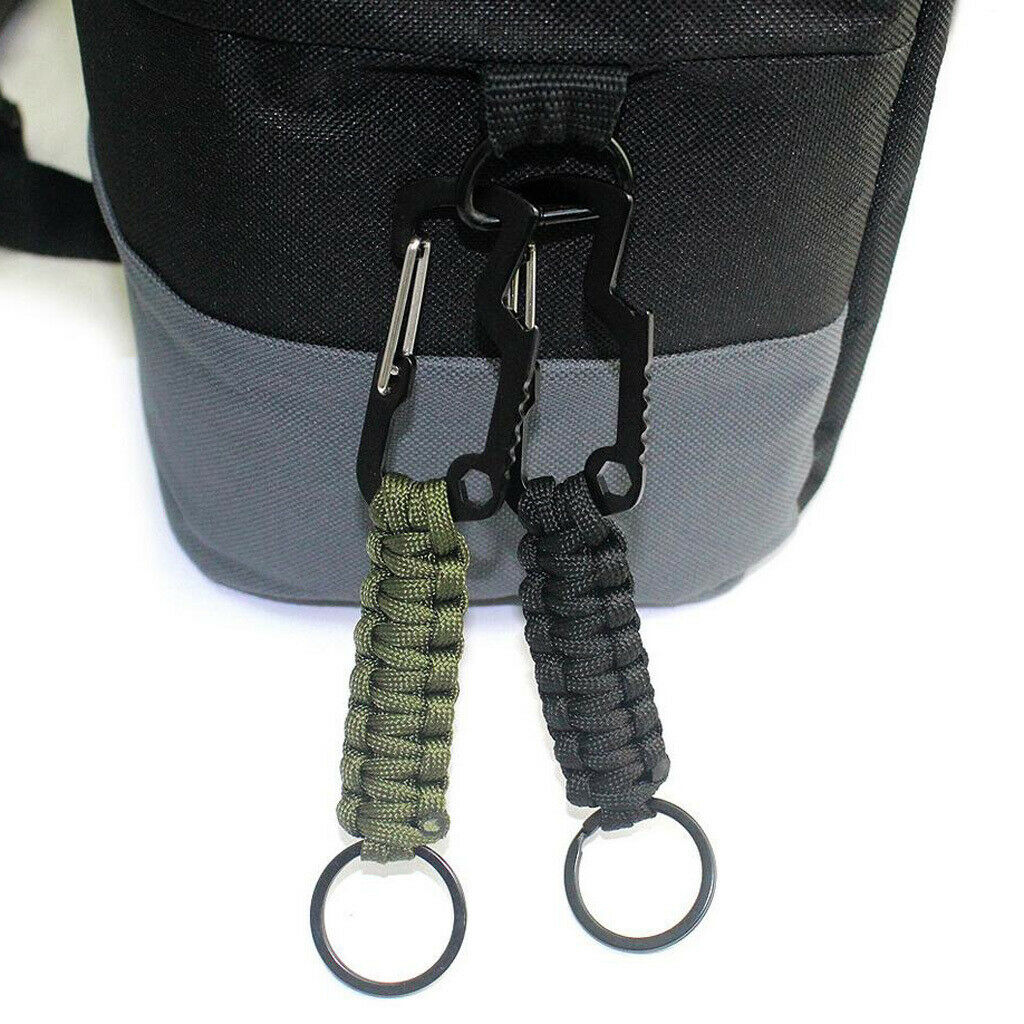 3pcs Zinc Alloy Outdoor Paracord Keychain Belt Clip Keyring Camping Hunting