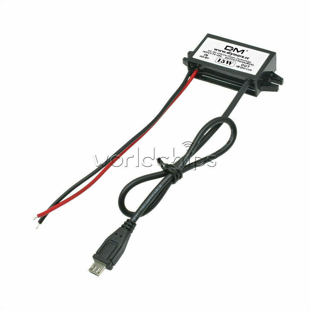 DC-DC Converter 12V to 5V 3A Step Down Power Supply Module Micro USB Waterproof
