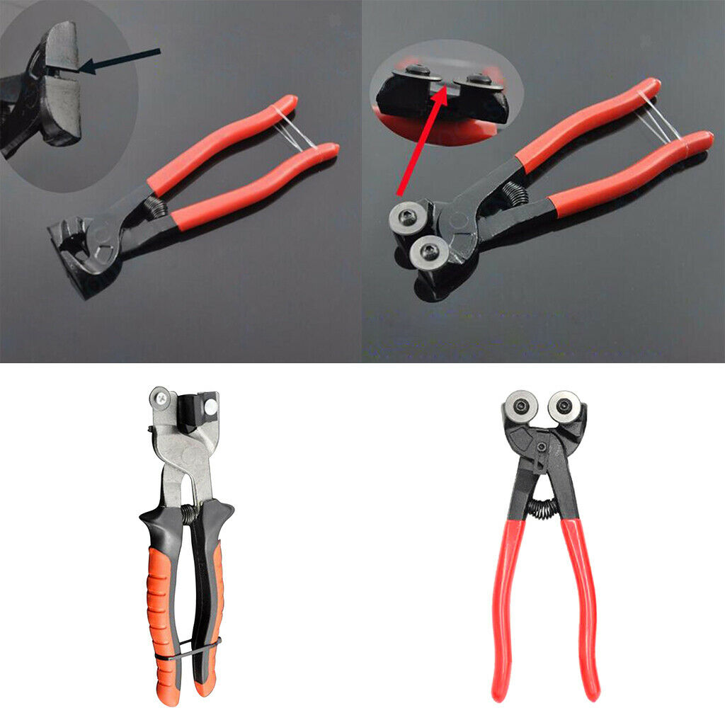 2xGlass Mosaic Cut Nippers Tile Plier Flat Tongs+Double Round Wheeled Plier