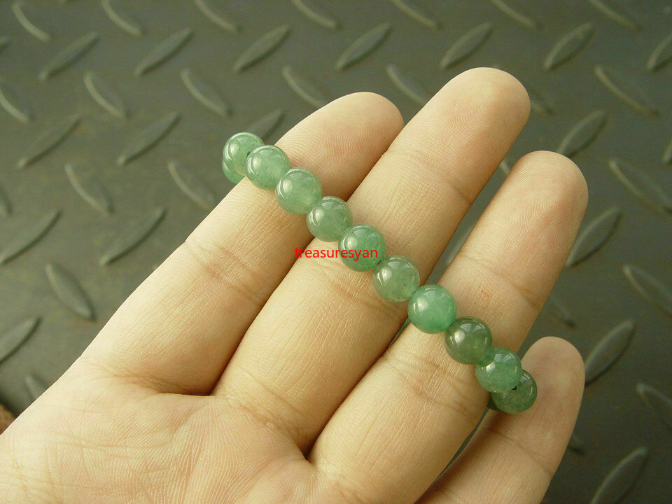 100% Natural Aventurine DongLing JADE Green 8mm Bead Beads Bangle Bracelet AAA