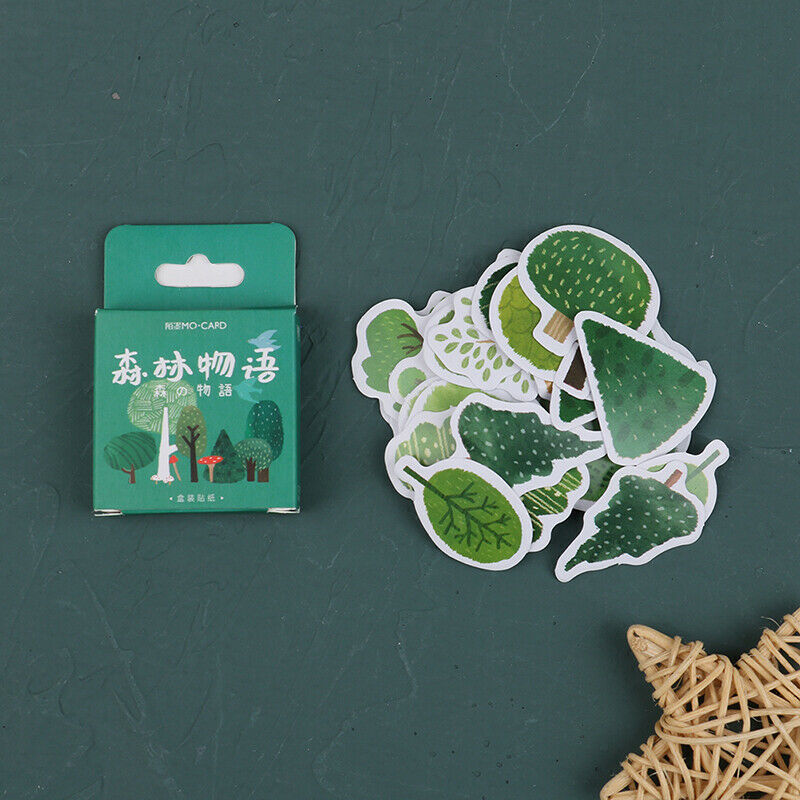 45Pcs Green Plants Decorative Stickers Scrapbooking Stick Label Diary Sta.l8
