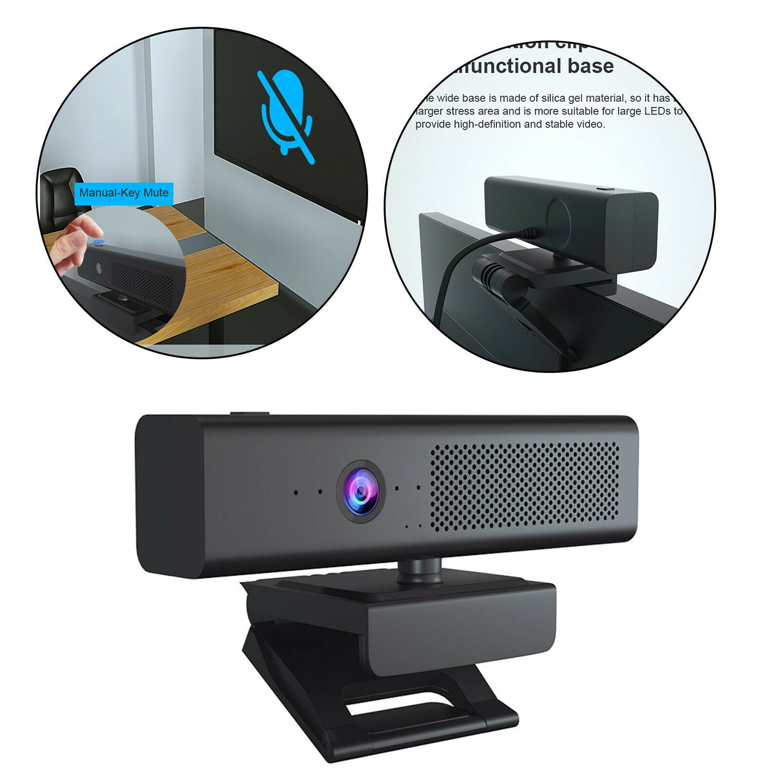 Autofocus Webcam 90-Degree Wide View Angle Adjustable for Windows Laptop