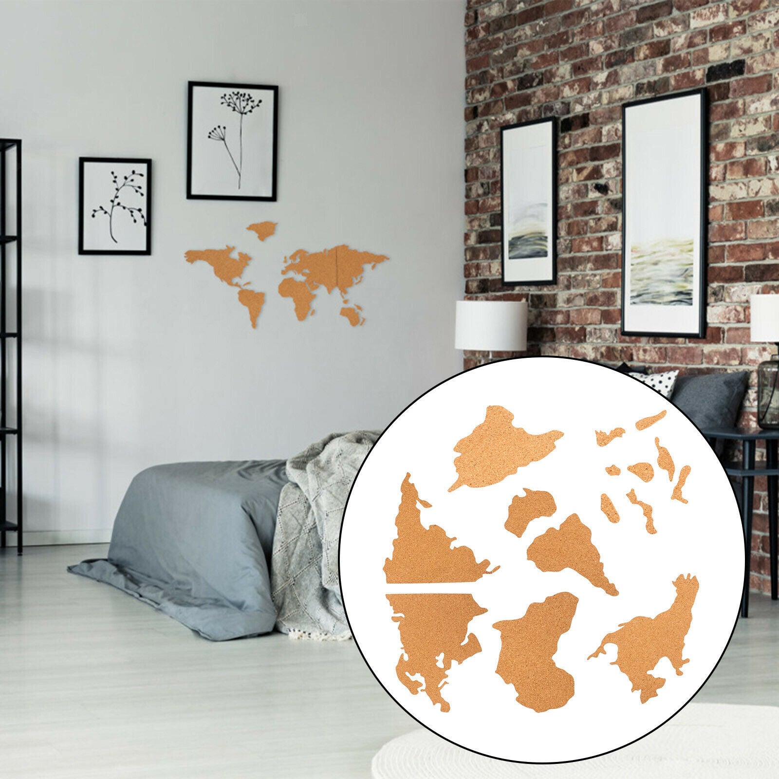 Classic Wooden Cork World Map World Wall Map Cork with 10pcs Pins Home Decor