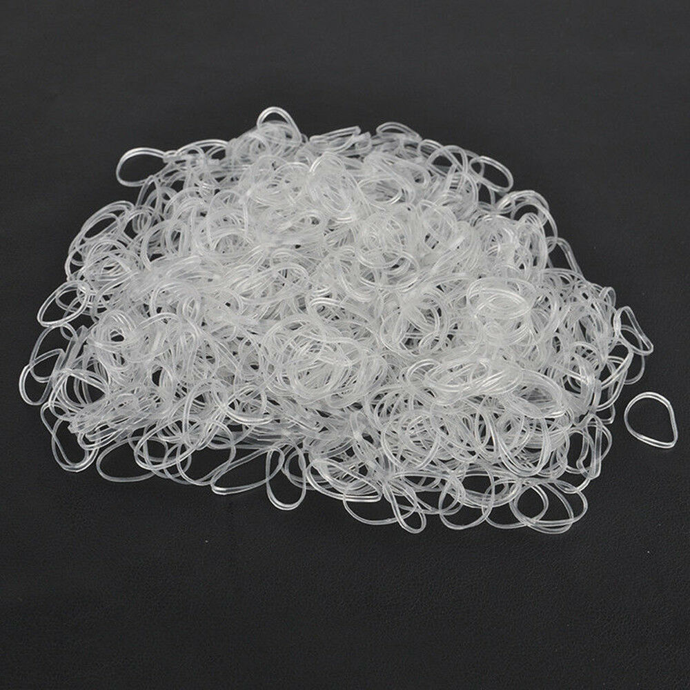 500pcs Transparent Clear Ponytail Elastic Rubber Band Hair Ties Ropes Rings