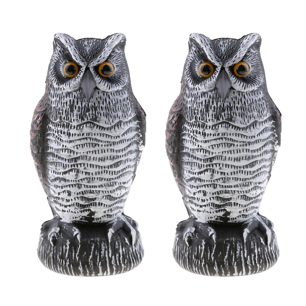 2Pcs Large Cute Realistic Owl Decoy Statue Yard Lawn Garden Scarecrow Scarer