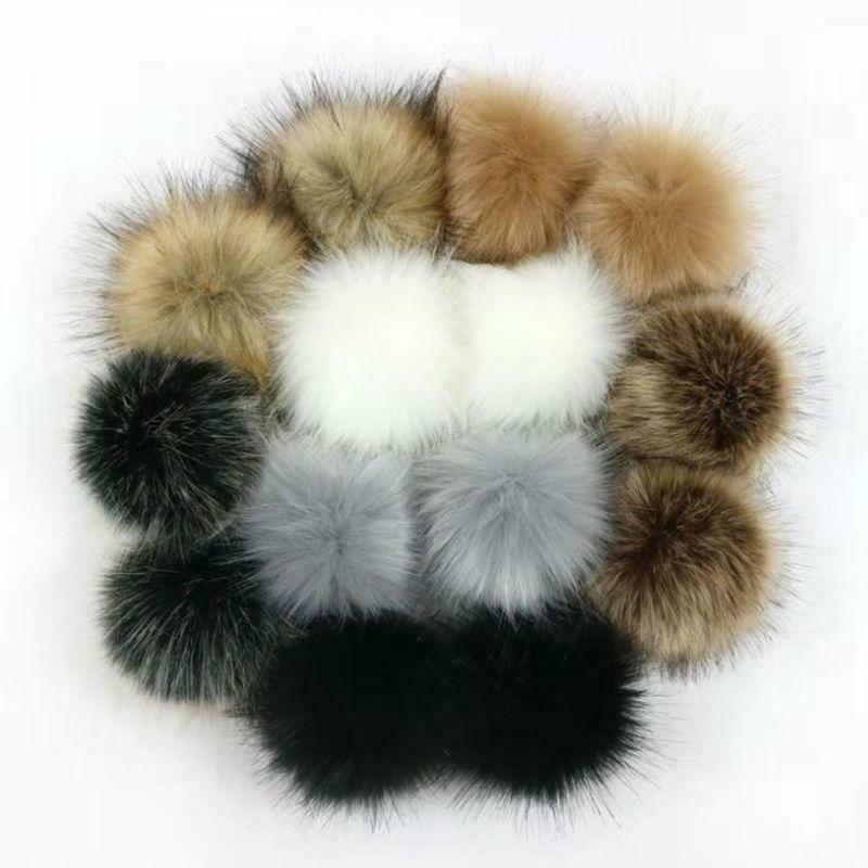 14pcs 10cm Faux Artificial Fur Pom Pom Ball with Elastic Band for DIY Knitting