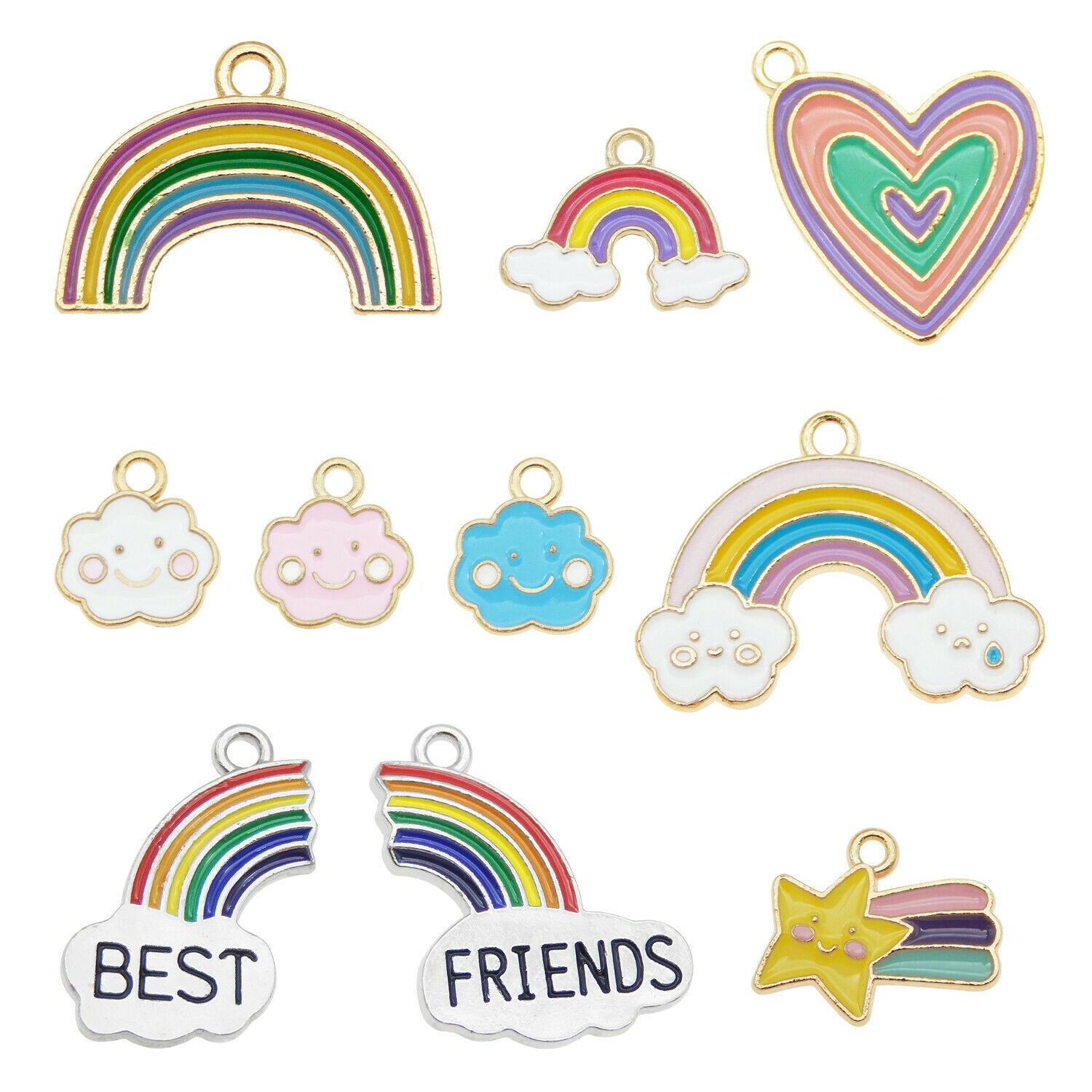 20pcs Colorful Enamel Plated Meteor Rainbow Cloud Pendant Charms DIY Findings